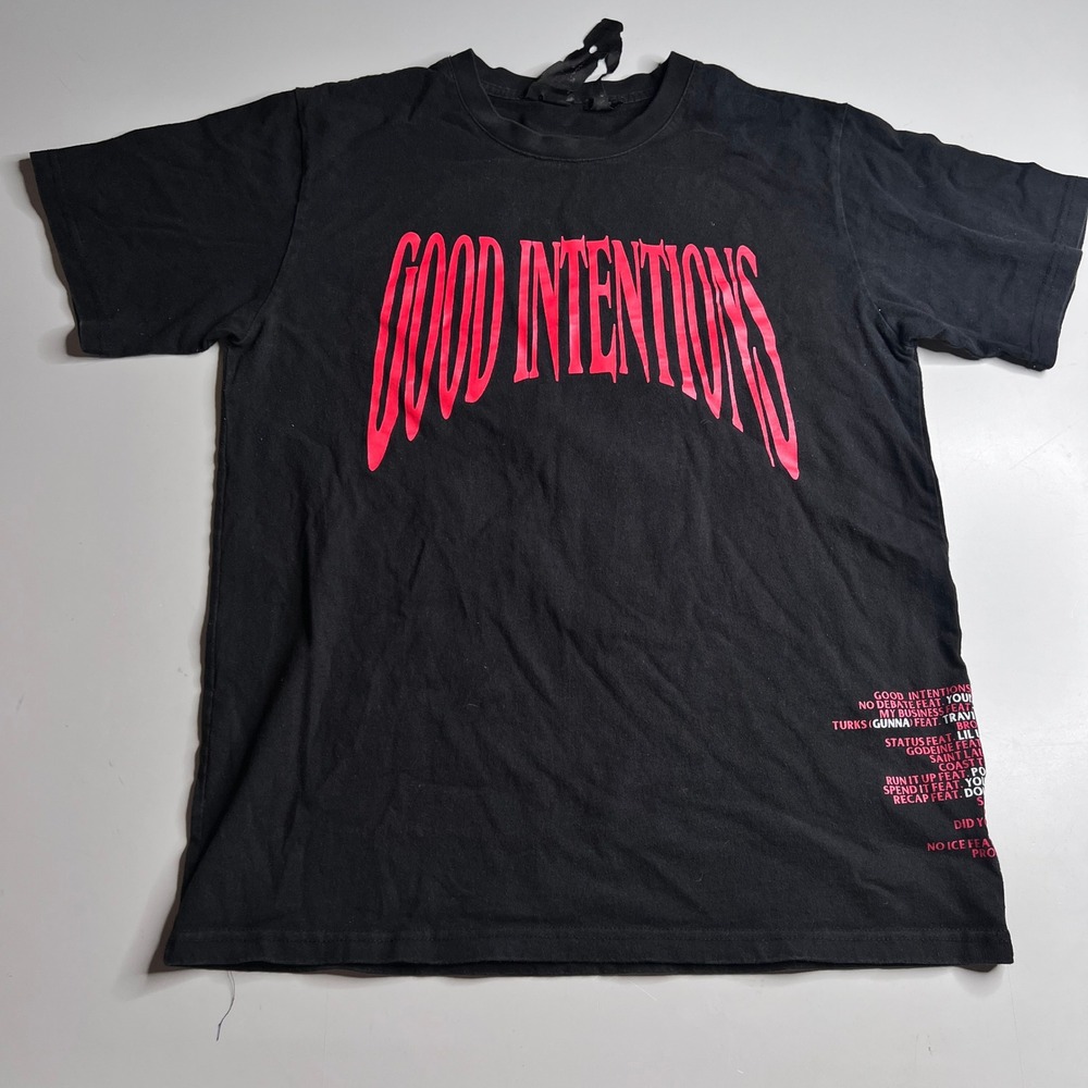 Vlone x Nav Good Intentions T-Shirt Mens‎ L XL Black Red Graphic Streetwear USA